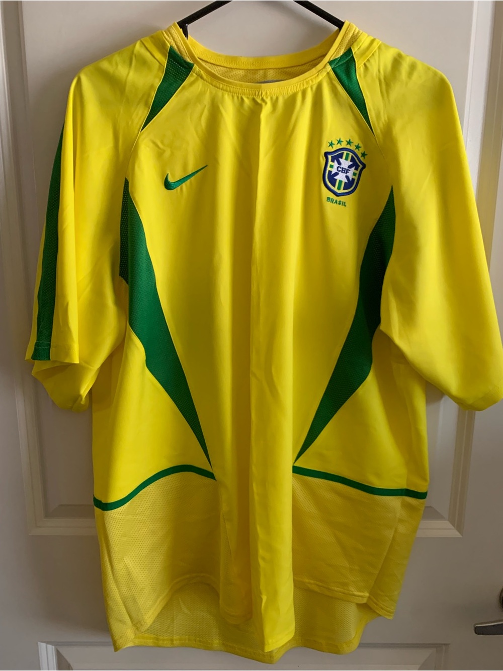 Nike Brazil mens yellow & Green Soccer Jersey